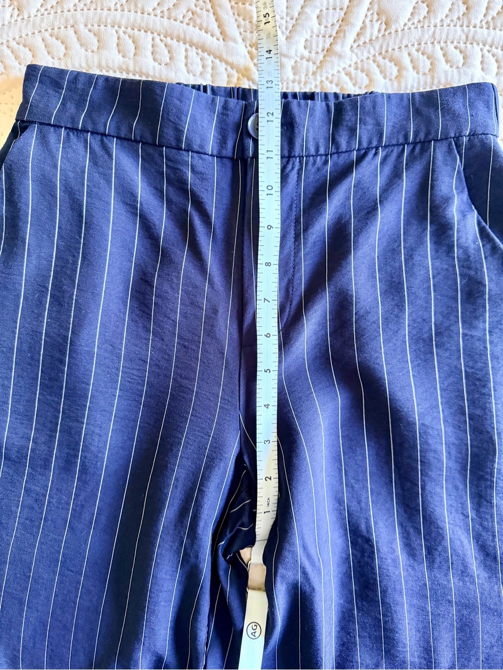 Sanctuary Navy Pinstriped Wide Leg Trousers - Picture 8 of 10